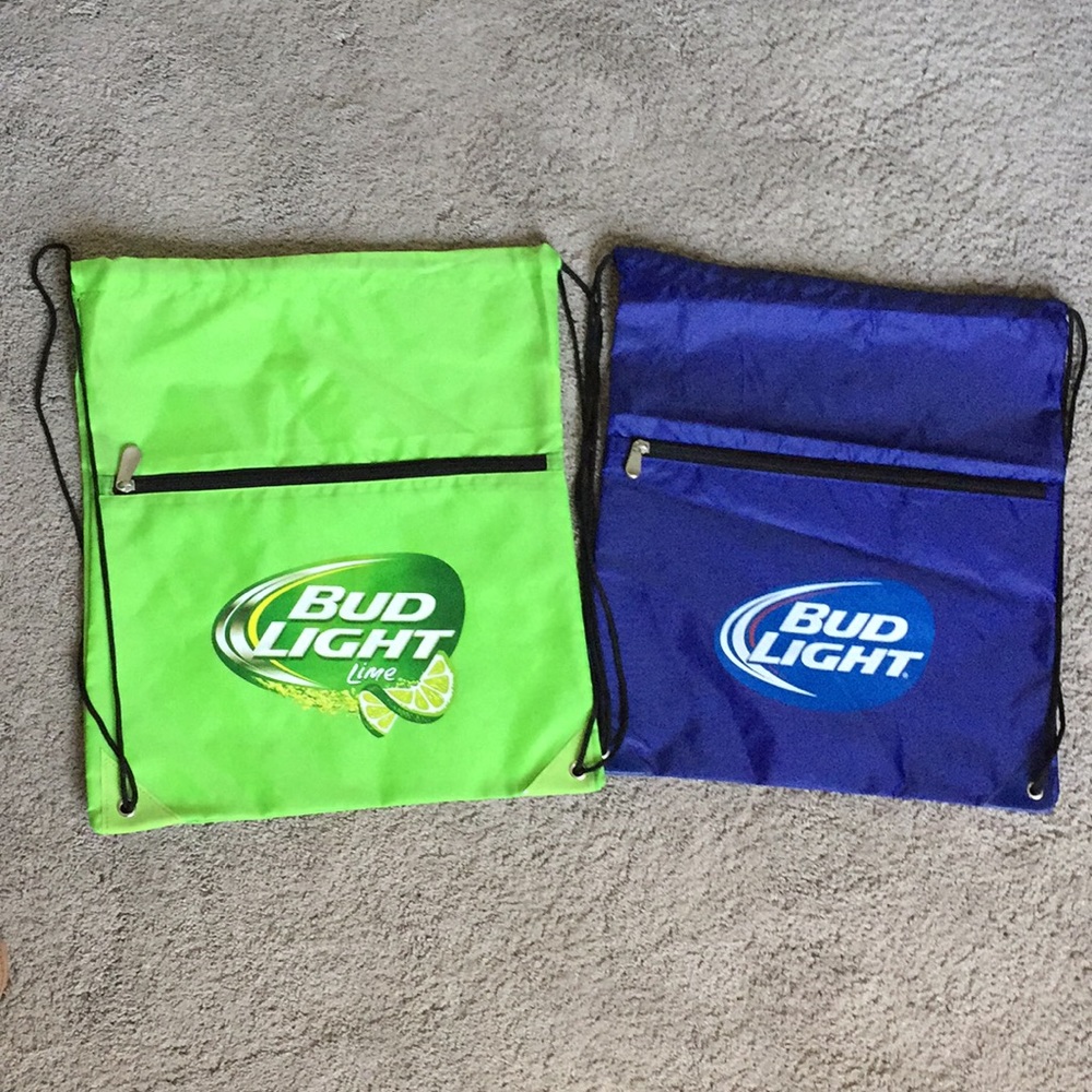 Two drawstring w/ zipper pocket bags